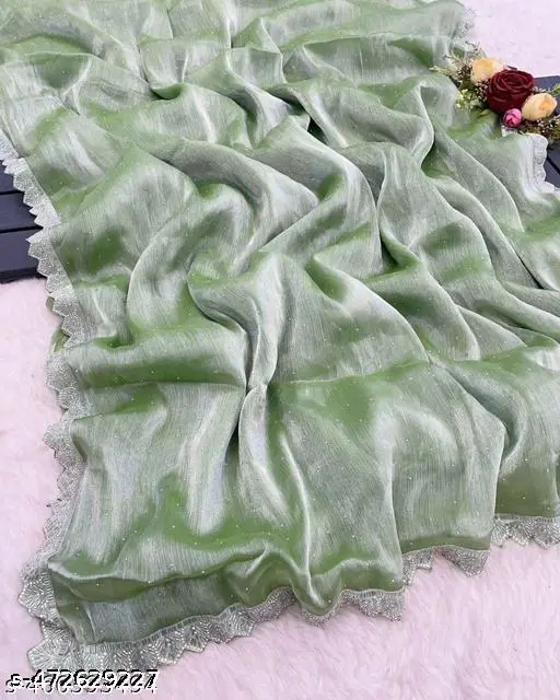 Stone Work Lace Jimmychu Saree - Image 3