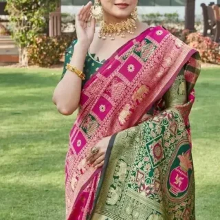 Kanjivaram Pink Cotton Saree: Woven Elegance