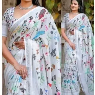 8gzo5_1024.webp Gorgeous Floral Linen Cotton Saree