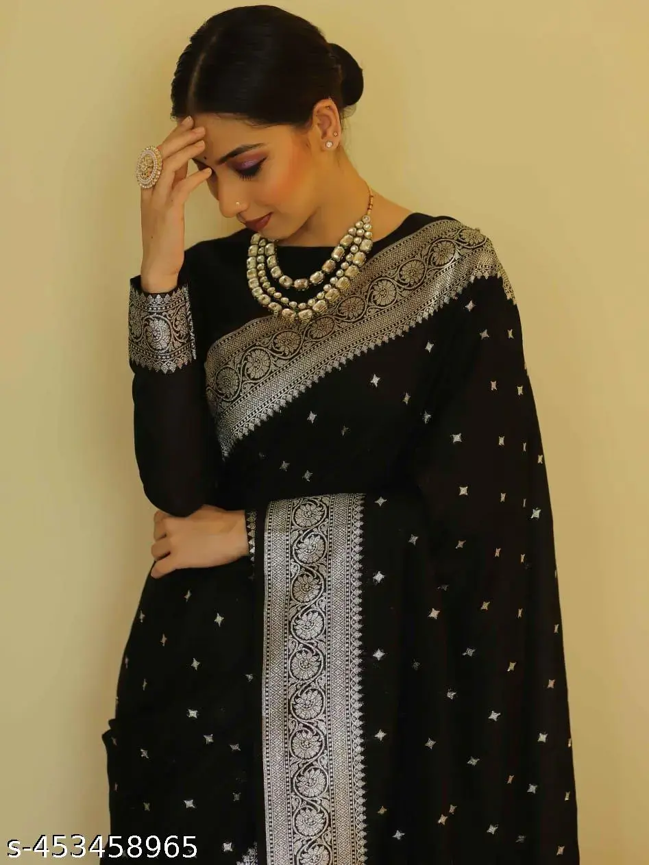 Party Wear Soft Silk Saree Blouse - Image 2
