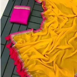 8op14_1024.webp Georgette Party Saree: Unique Pallu & Blouse