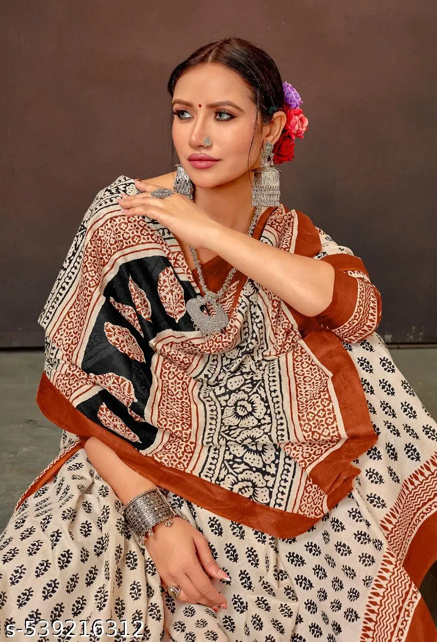 Pure Cotton Printed Saree: Heavy Mul - Image 3