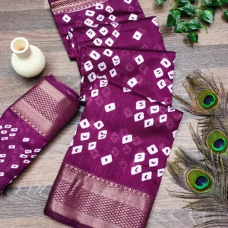 8ryob_1024.webp Bandhani Cotton Silk Saree: Unstitched Blouse
