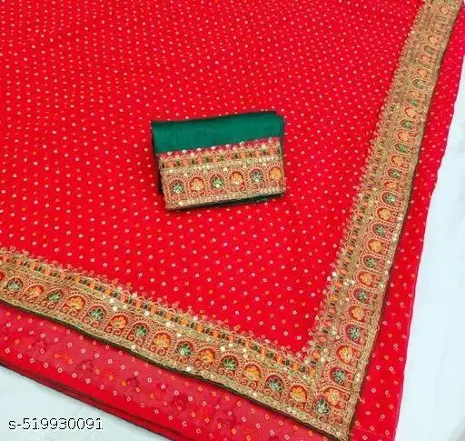 Bandhani Embroidery Bollywood Designer Saree - Image 3