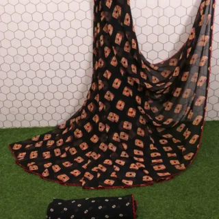 Durva Block Print Georgette Saree