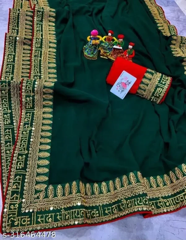 9wycq_1024.webp Embroidered Georgette Sada Saubhagyavati Saree Green