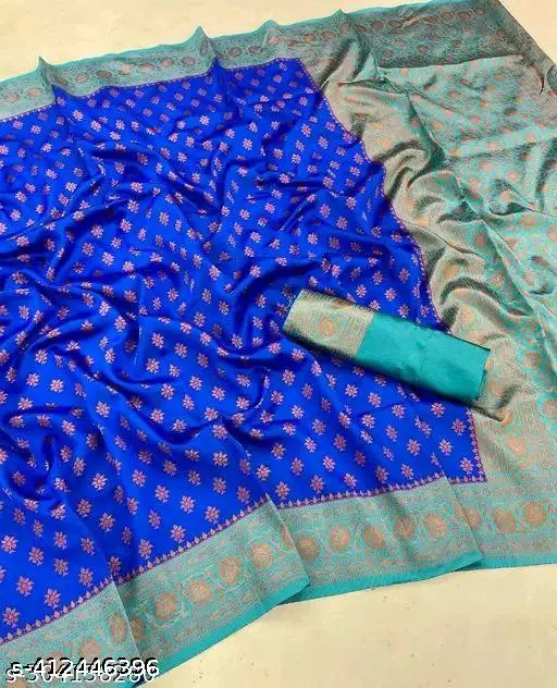 Honey Rose Blue Banarasi Silk Saree - Image 4