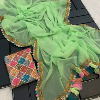 Emerald Lace Saree: Elegant Green Drape