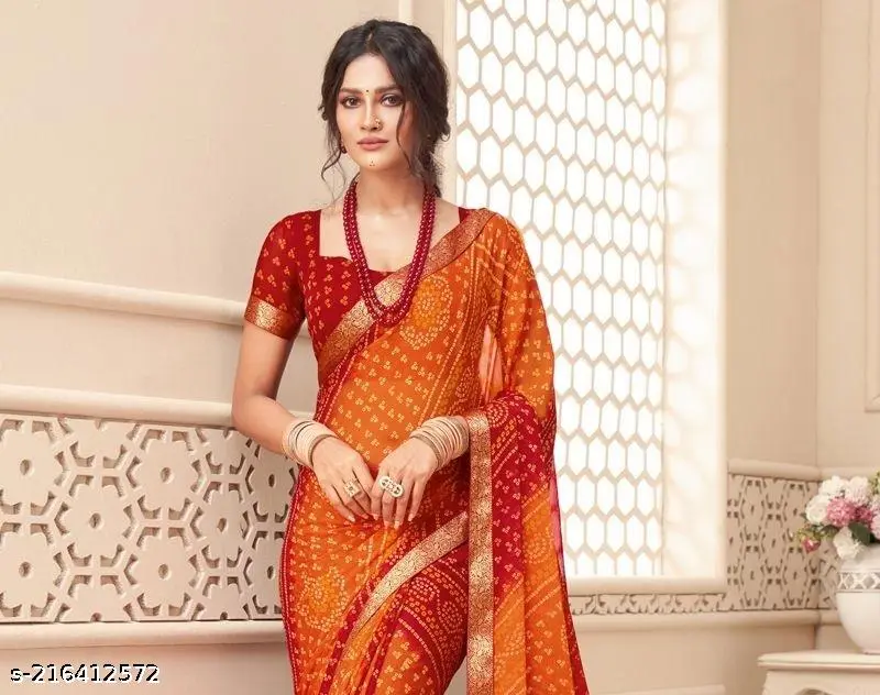 Bandhani Georgette Saree with Banarasi Lace - Image 2