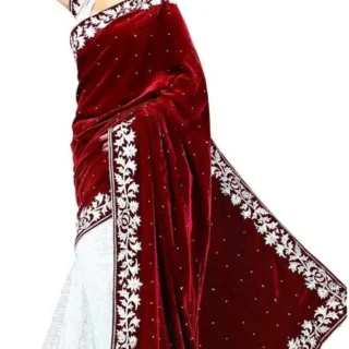 Alisha Maroon Velvet Net Half Saree