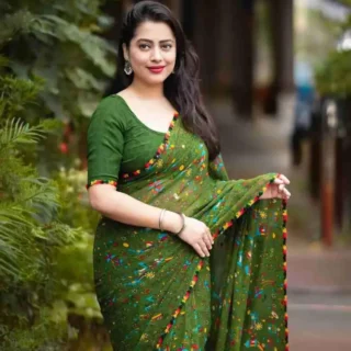 Lace Border Georgette Printed Saree