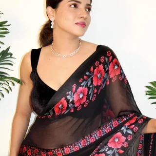 Ghan Sals: Satin Patta Saree with Blouse