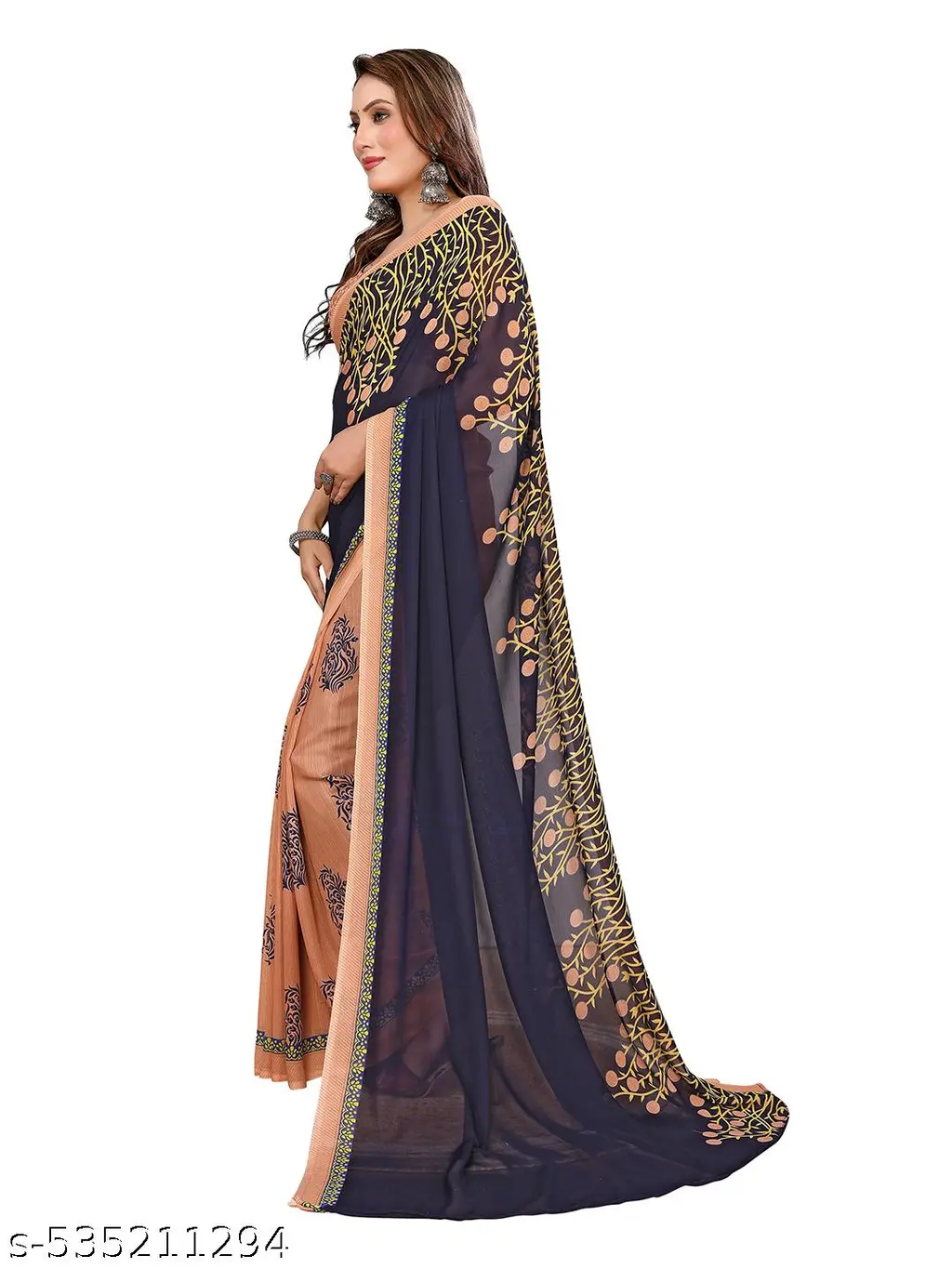 Festive Georgette Saree with Unstitched Blouse - Image 2