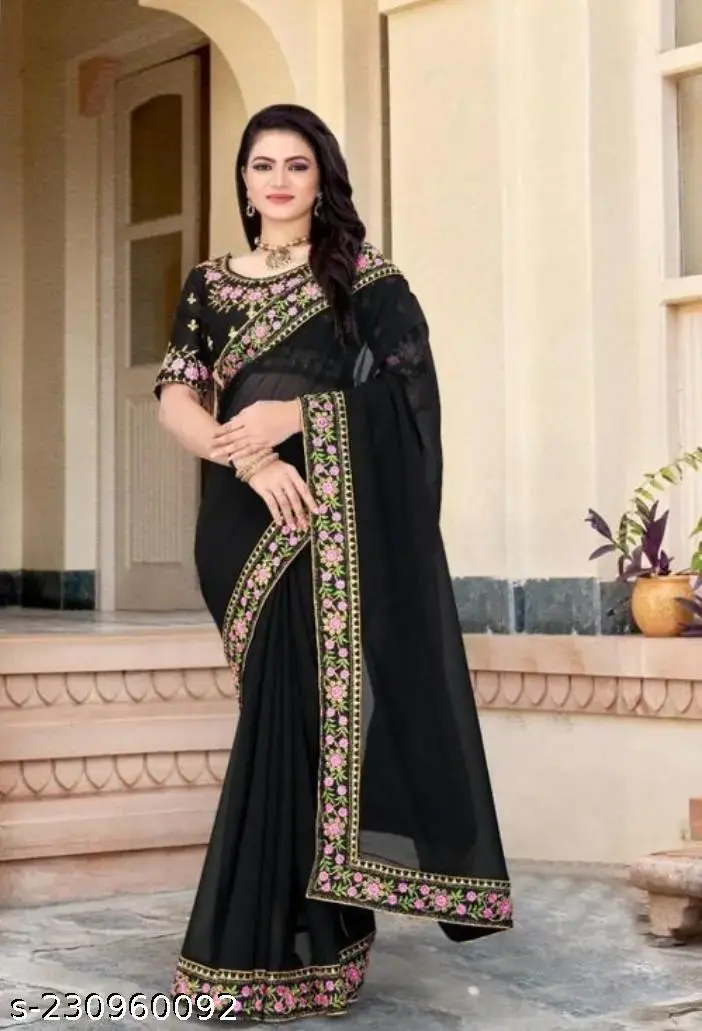 Black Silk Saree: Chic Party Style - Image 4