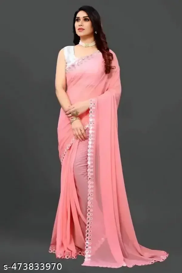 Georgette Mirror Work Saree Blouse