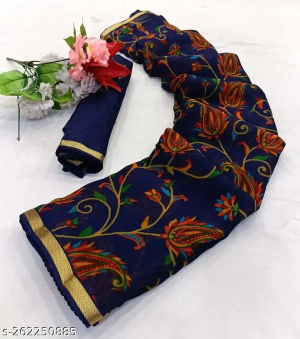 azcq1_1024.webp Blue Floral Chiffon Saree for Daily Wear