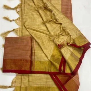 Elegant Indian Linen Cotton Silk Saree