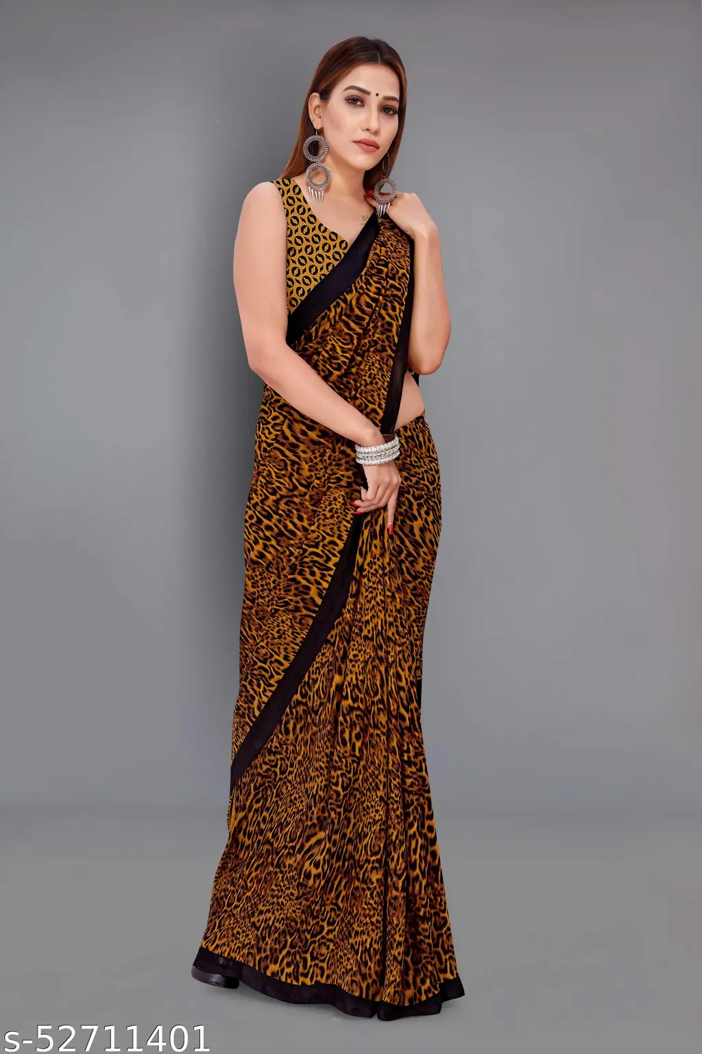 Printed Georgette Saree Blouse Piece - Image 2