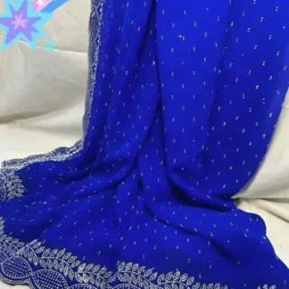 Satin Silk Saree: Beaded Elegance
