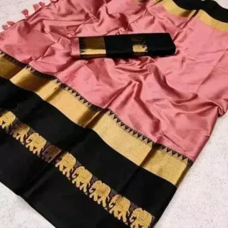 bfhax_1024.webp Gulabi & Black Hathi Silk Saree