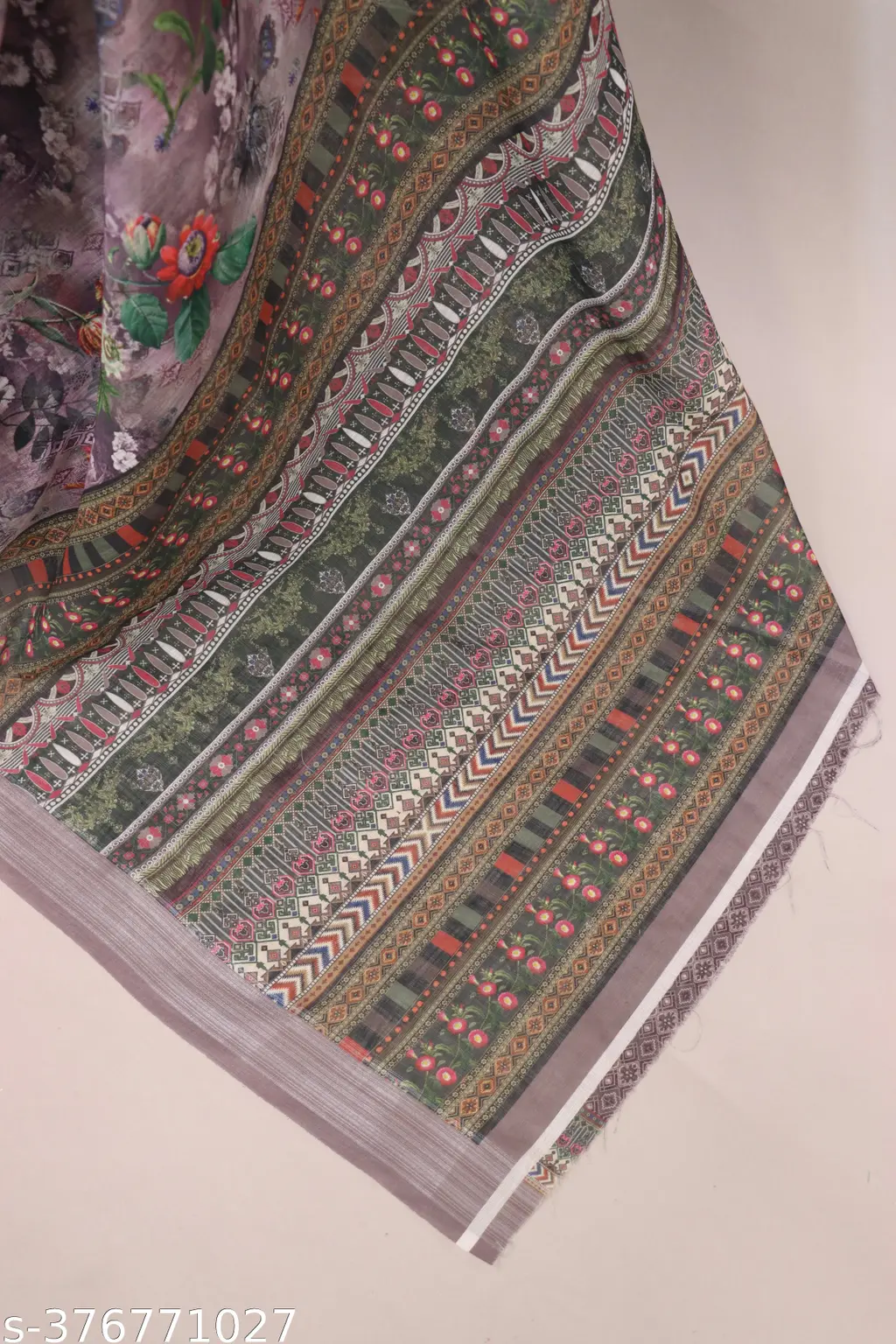 Digital Printed Cotton Lilan Saree - Image 4