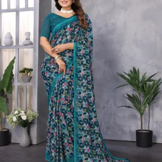 Georgette Printed Festive Saree with Blouse