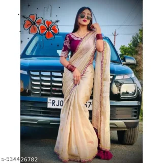 Elegant Embroidered Chiffon Silk Saree