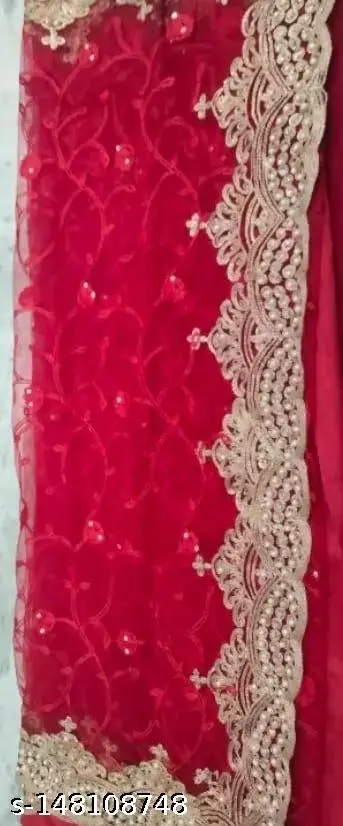 Red Bead & Stone Begumpuri Blouse - Image 3
