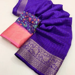Dola Silk Chex Saree: Wedding & Party
