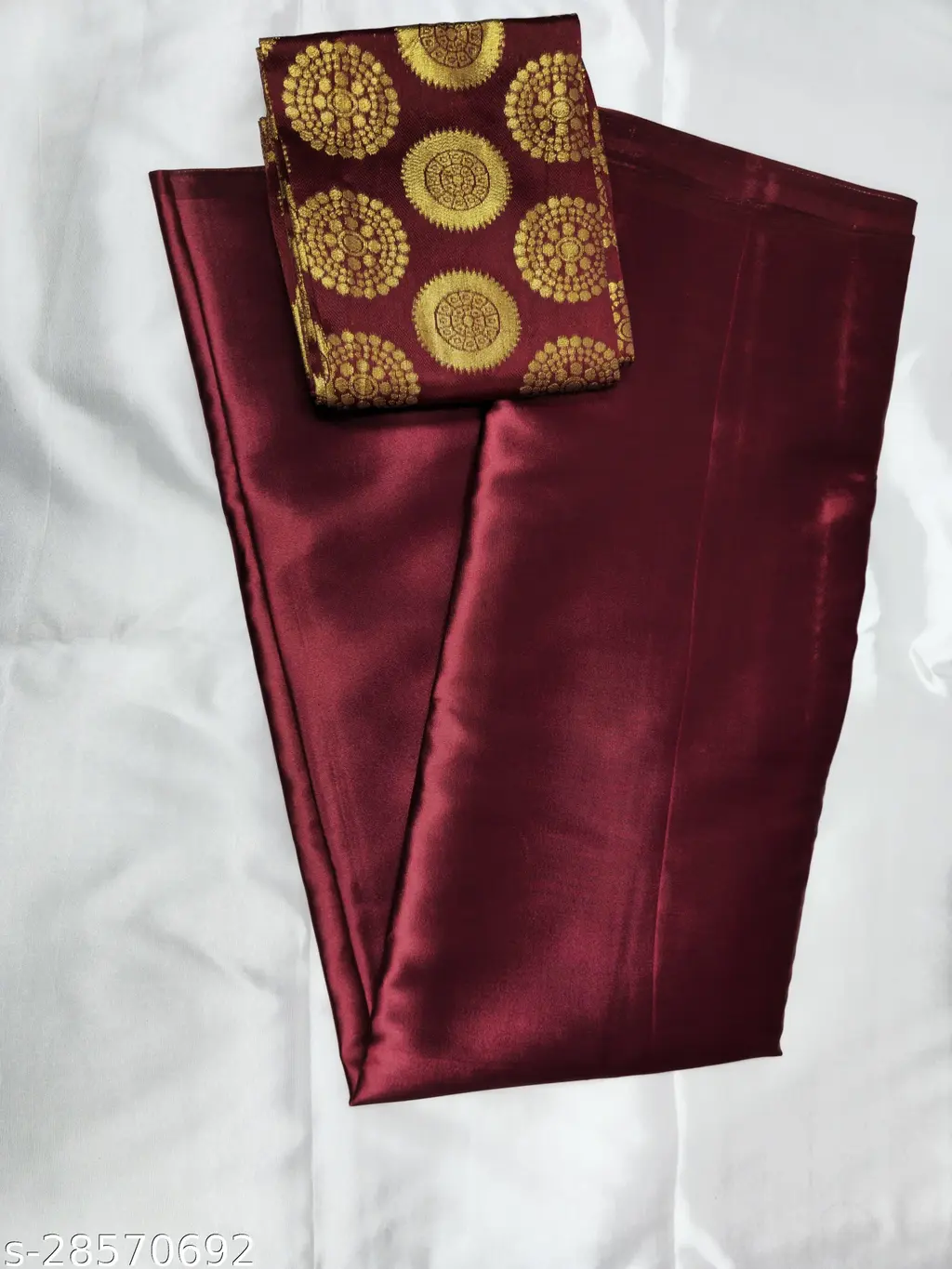 Maroon Silk Brocade Saree Blouse - Image 3