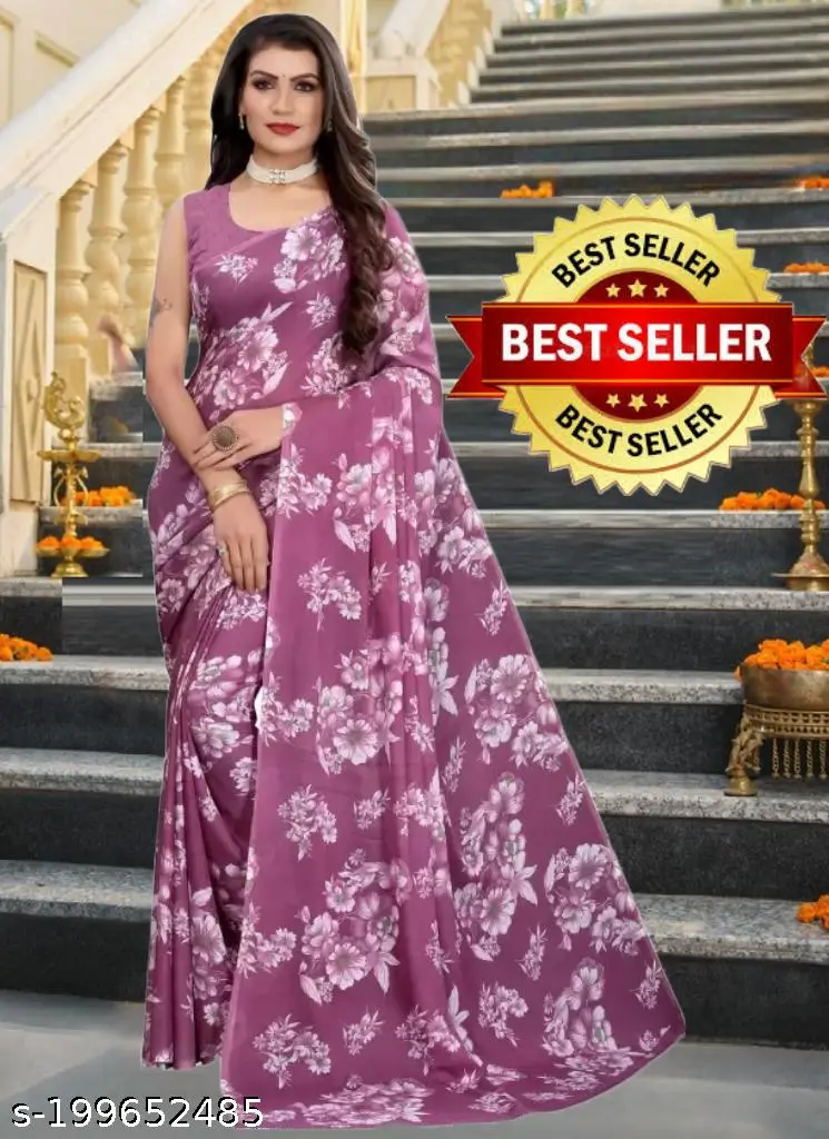 Georgette Printed Saree: New Arrival (Pack2) - Image 2