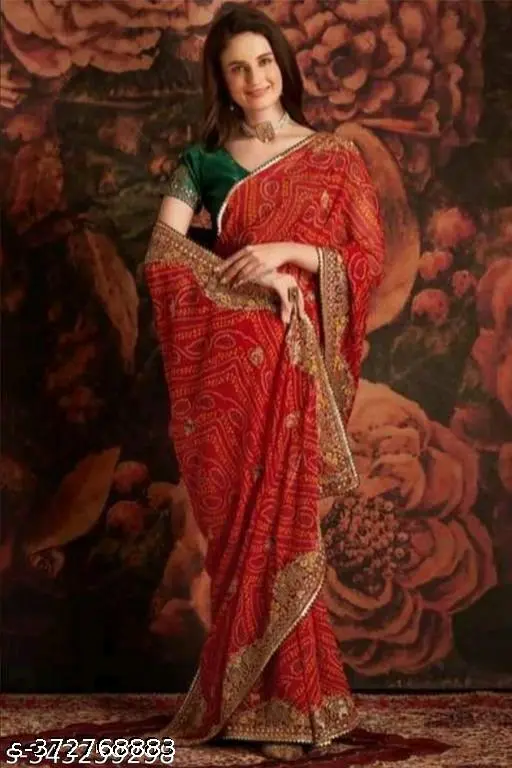 Georgette Bandhani Saree: Vibrant & Flowing - Image 2