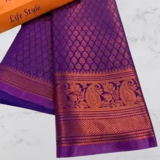 Copper Silk Brocade: Zari Woven Splendor