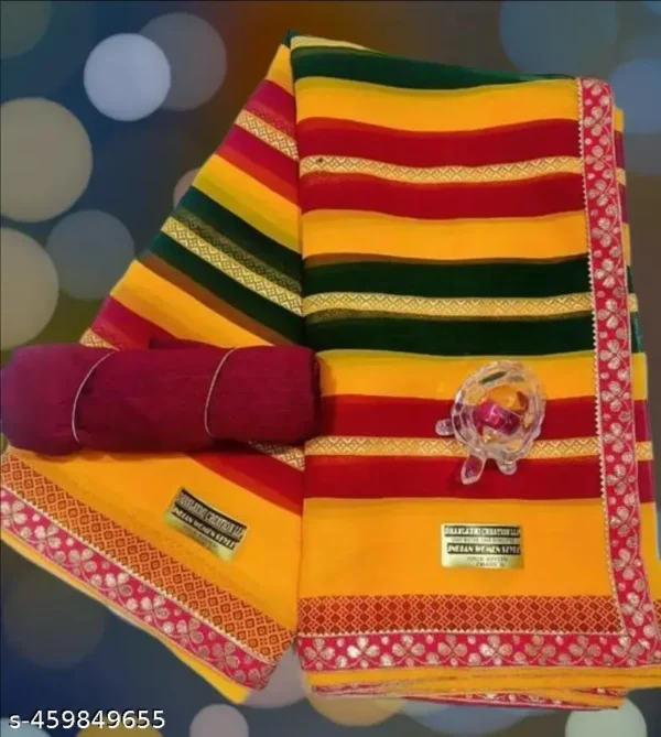 Yellow Matka Georgette Bandhani Saree