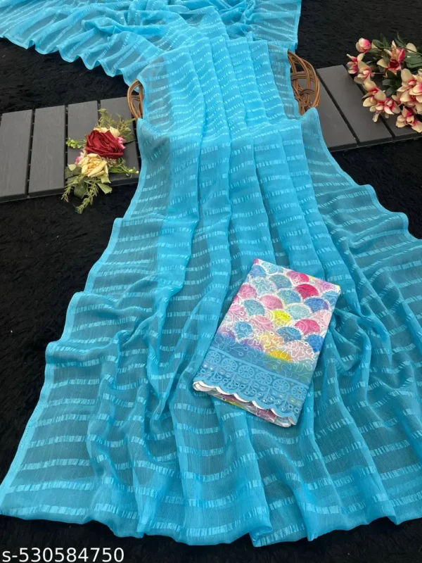 cbyhu_1024.webp Sky Blue Grace: Chiffon & Georgette Saree