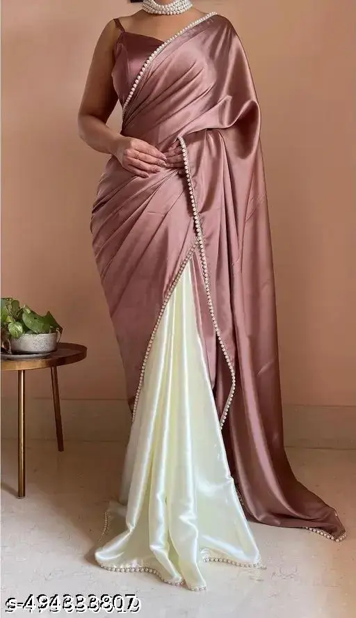 Luxurious Satin Silk Half & Half Saree - Image 2