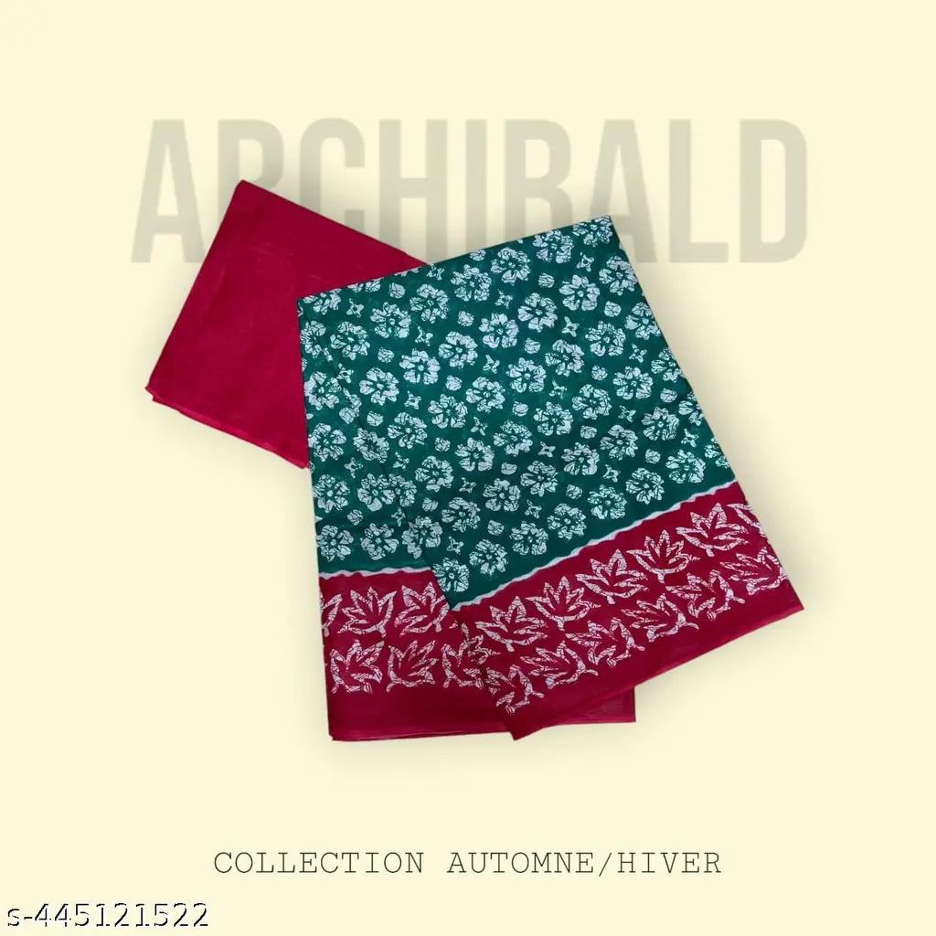 Jaipuri Hand Block Printed Cotton Saree - Image 4
