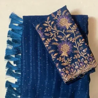 chezo_1024.webp Chiffon Saree with Unstitched Blouse Piece