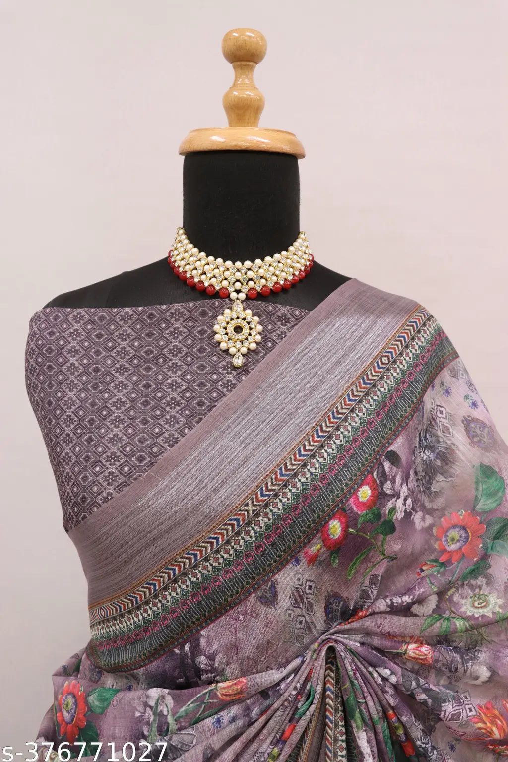 Digital Printed Cotton Lilan Saree - Image 2