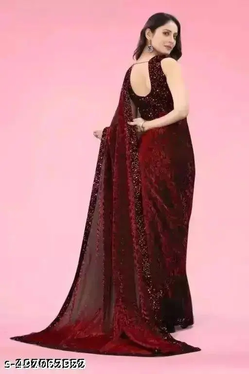 Elegant Embellished Party Saree - Image 3