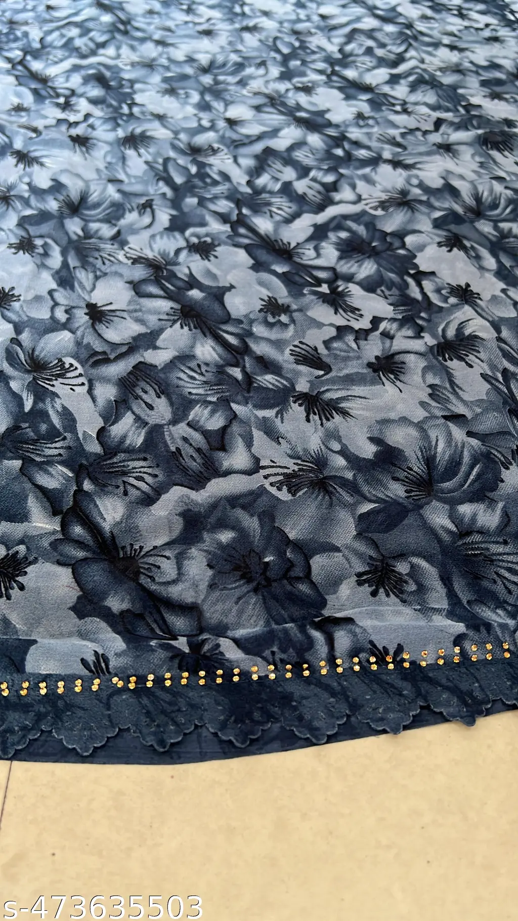 Georgette Saree: Diamond Border Print - Image 2