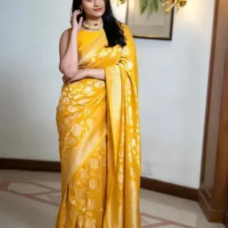 cn4qw_1024.webp Quickspace Yellow Saree: Silver Zari Weave