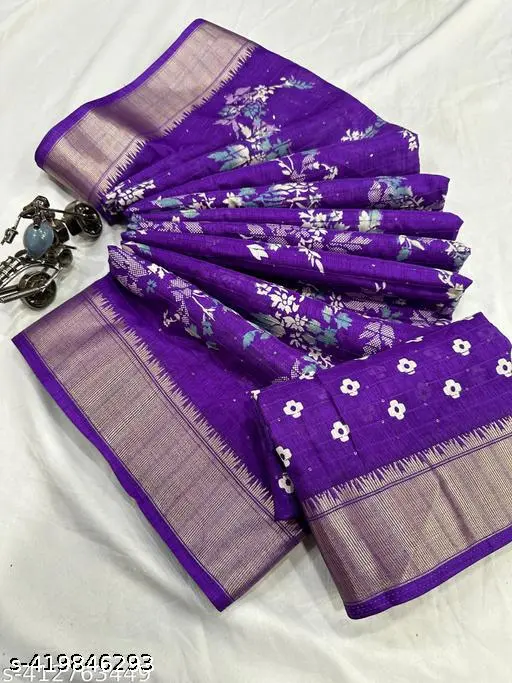 Trendy Purple Dola Silk Saree - Image 3