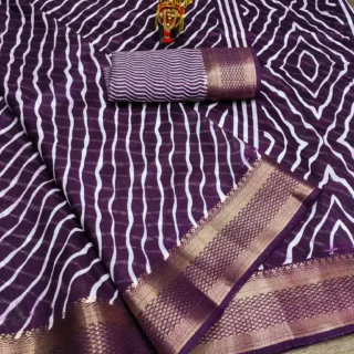 Crystal Lehriya Cotton Saree: Jari Border