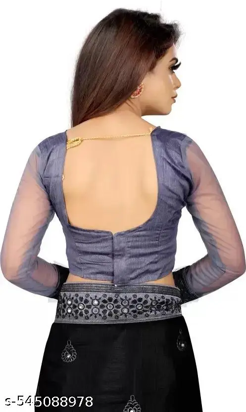 Embroidered Bollywood Net Saree - Image 4