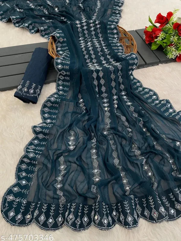 Elegant Cutwork Georgette Saree