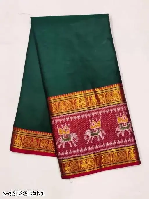 Green Narayanpet Kanjivaram Peacock Saree - Image 3