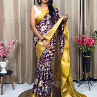 Amritvani Purple Dola Silk Blouse