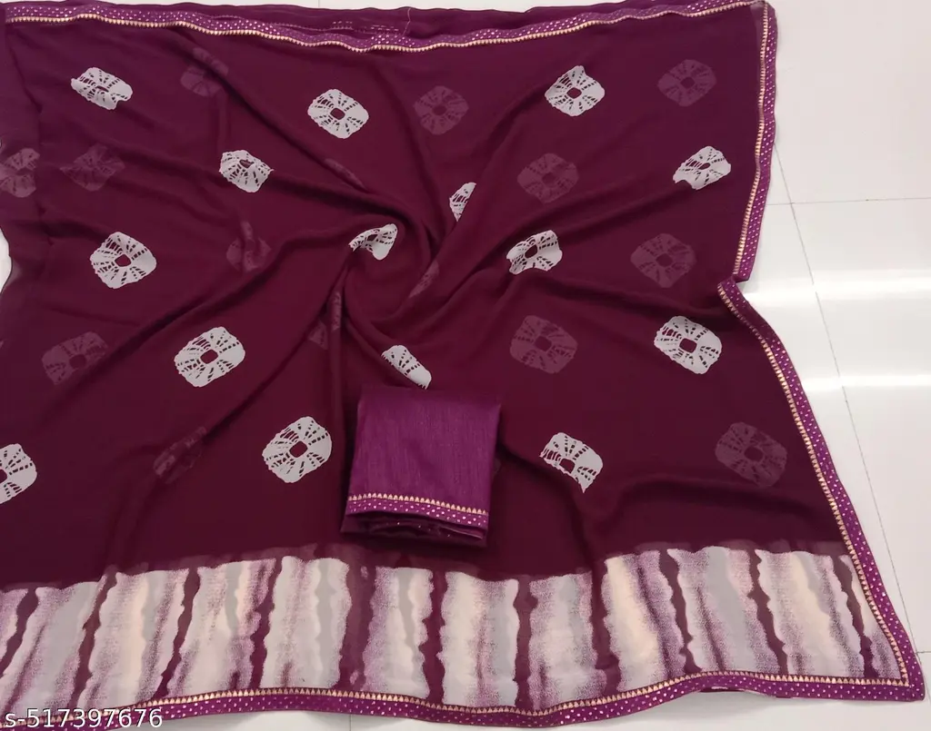 Printed Georgette Saree: Party, Daily, & Gift - Image 4