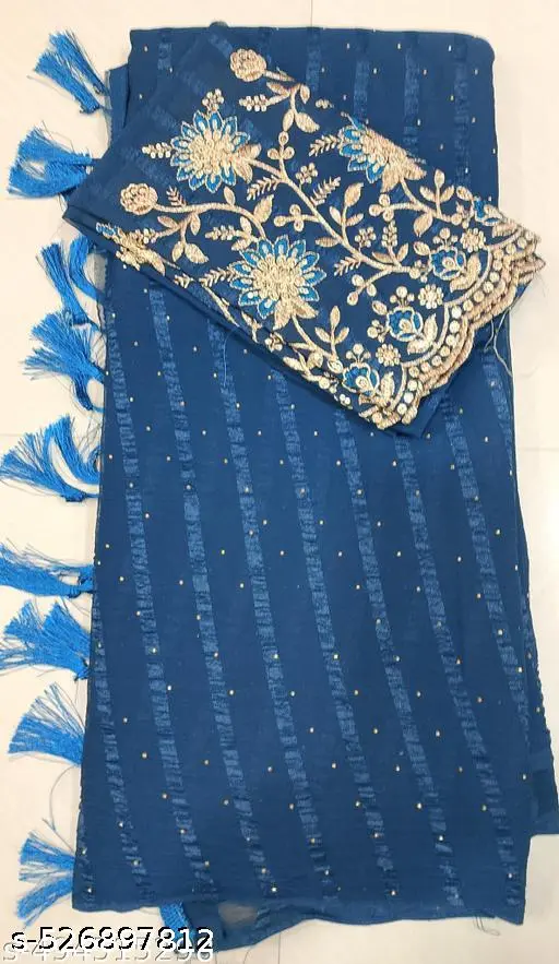 Chiffon Saree with Unstitched Blouse Piece - Image 2
